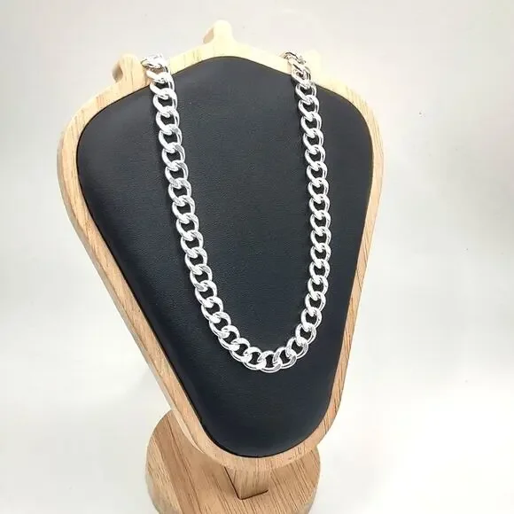 925 Silver 10 mm Thick Necklace Miami Cuban Style Valentines Birthday Gift New